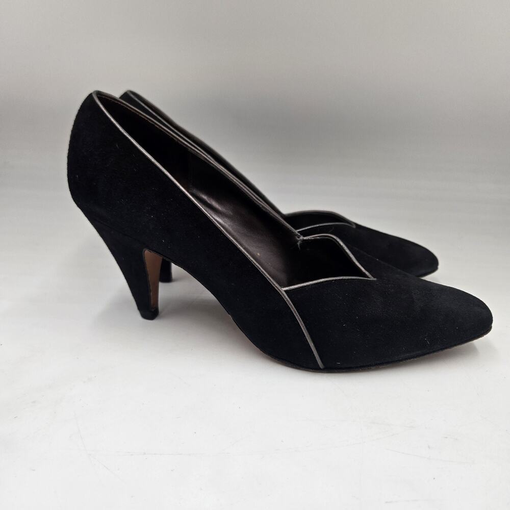 Sesto Meucci Vintage Suede Leather Pumps Solid Black Heels Size 6